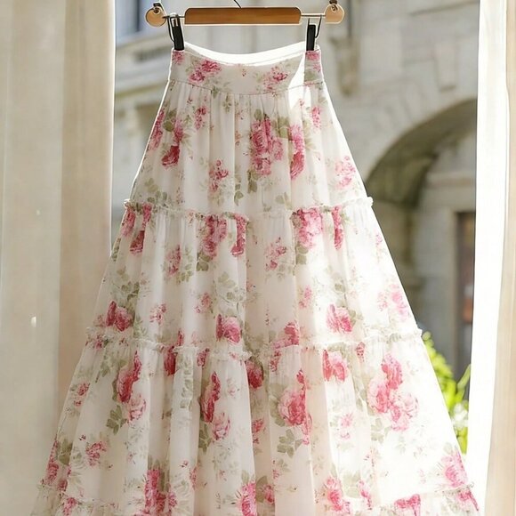 Dresses & Skirts - Multicolor Boho Women's Floral Print Layered Patchwork Skirt